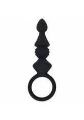 LEVELZ - Ribbed Silicone Anal Probe with Loop - Black